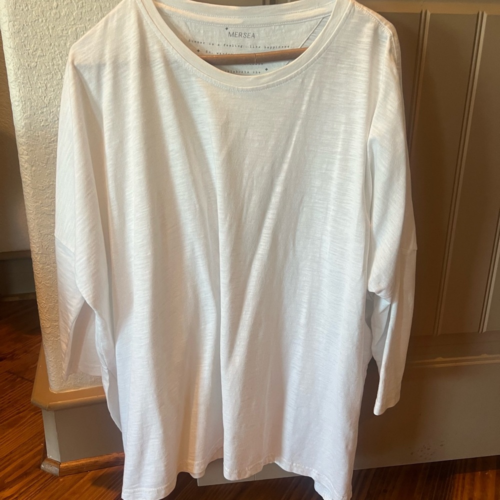 MERSEA White Scoop Neck Long Sleeve Women's Top